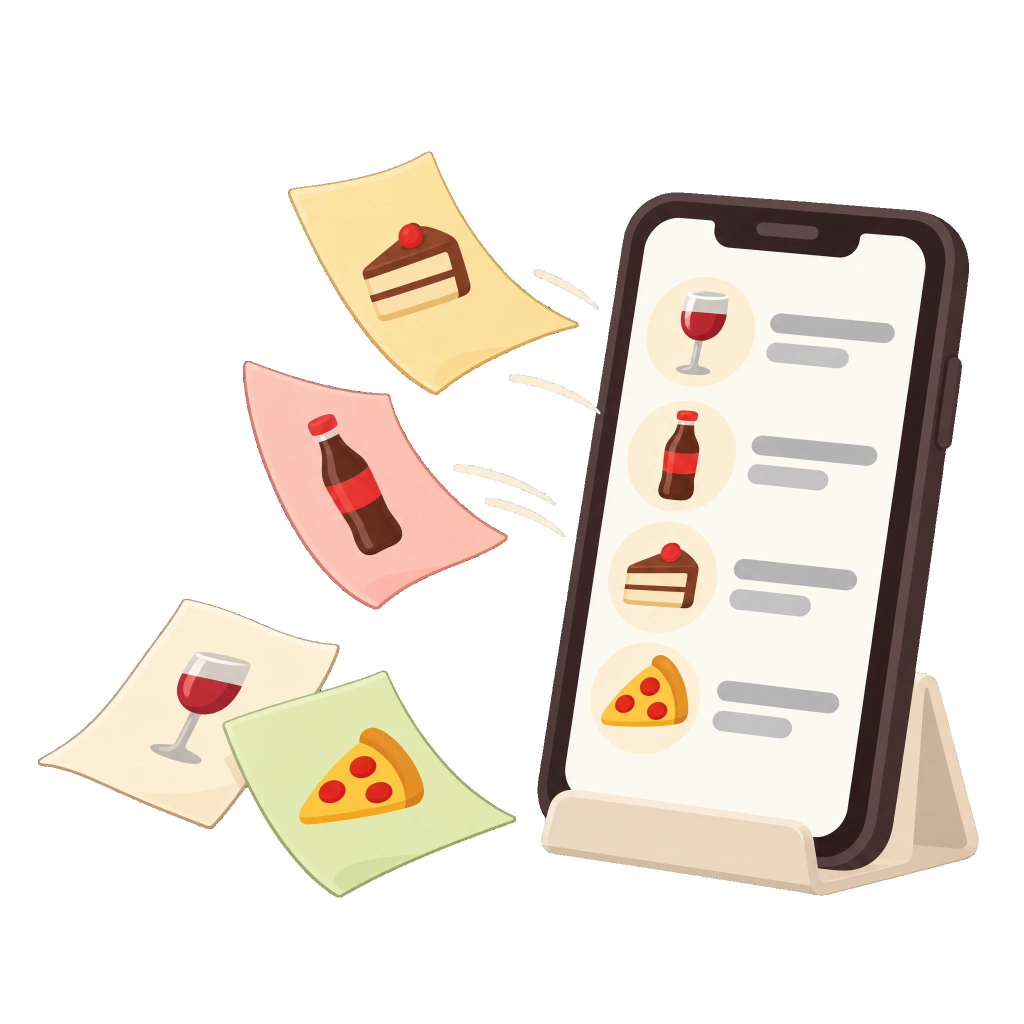 Fogli del menù che diventano il menù digitale sullo smartphone
